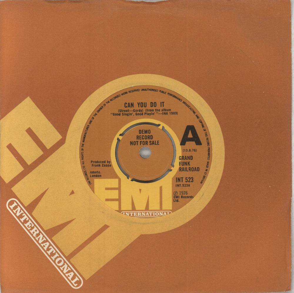 Grand Funk Railroad Can You Do It - A Label UK Promo 7" vinyl single (7 inch record / 45) INT523