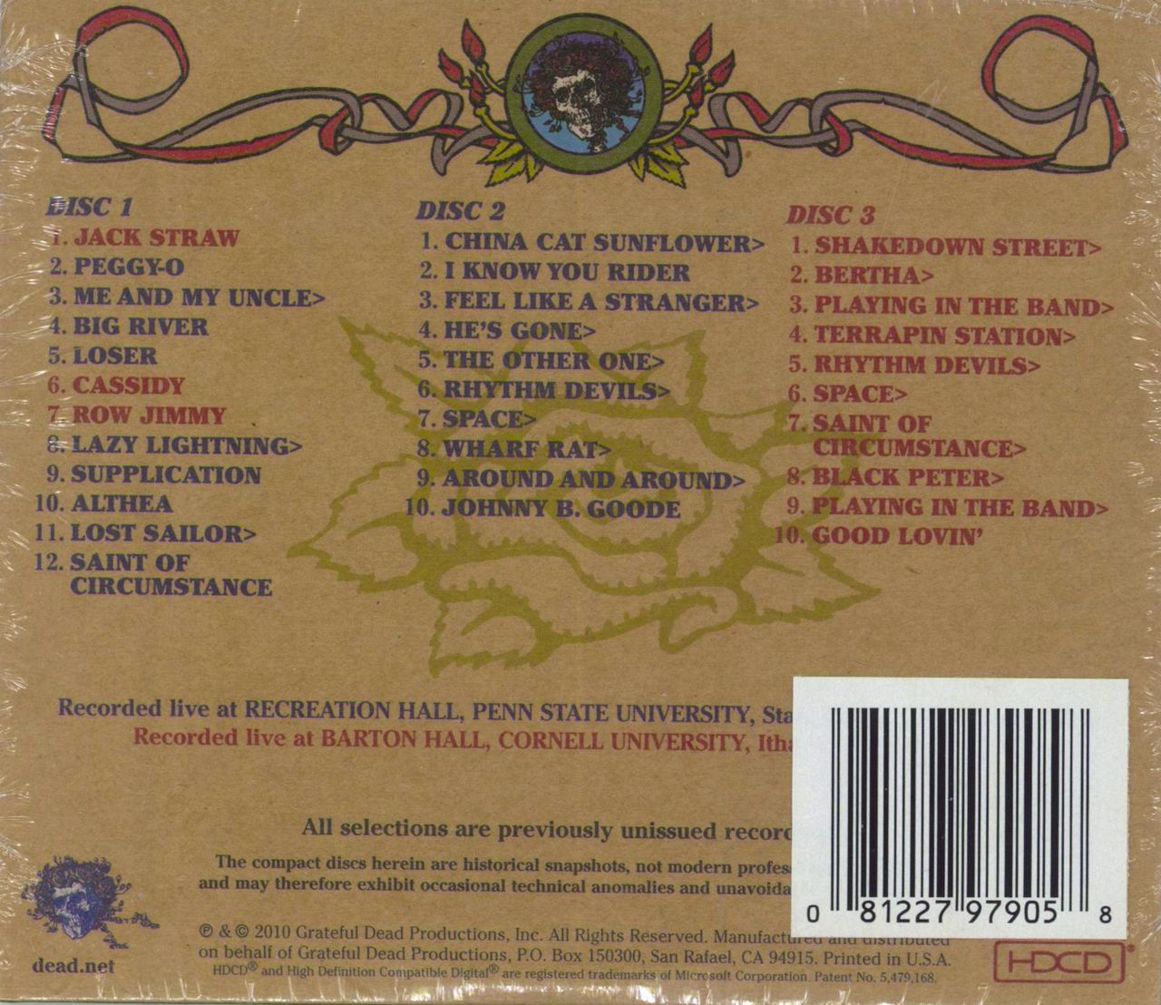 Grateful Dead Road Trips Vol. 3 No. 4: Penn State - Cornell '80 - Sealed US  3-CD set