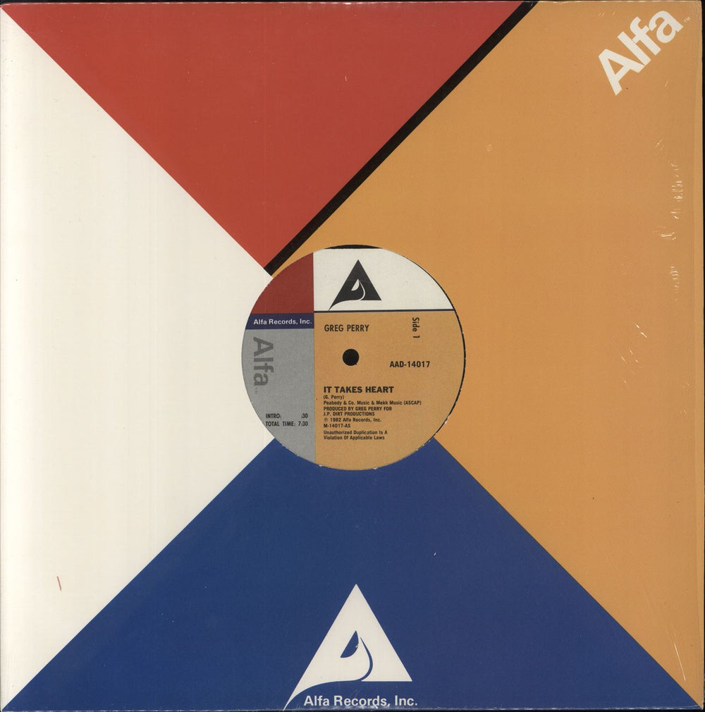 Greg Perry It Takes Heart - shrink US 12" vinyl single (12 inch record / Maxi-single) AAD-14017