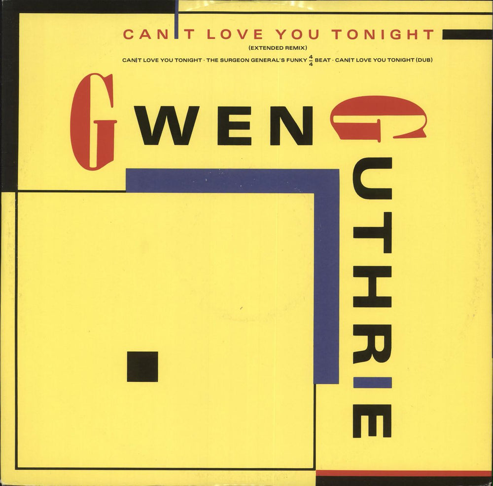 Gwen Guthrie Can't Love You Tonight UK 12" vinyl single (12 inch record / Maxi-single) W7990T