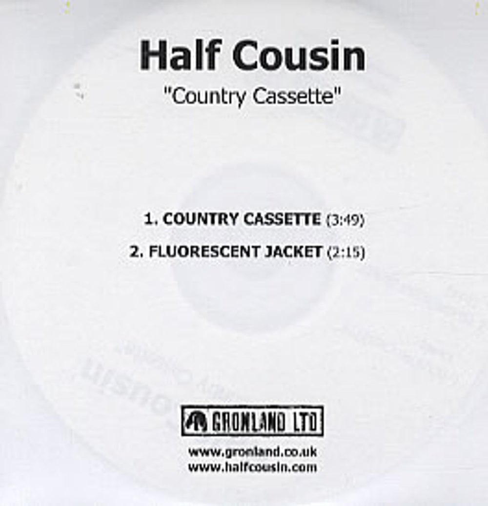 Half Cousin Country Cassette UK Promo CD-R acetate CD-R ACETAT