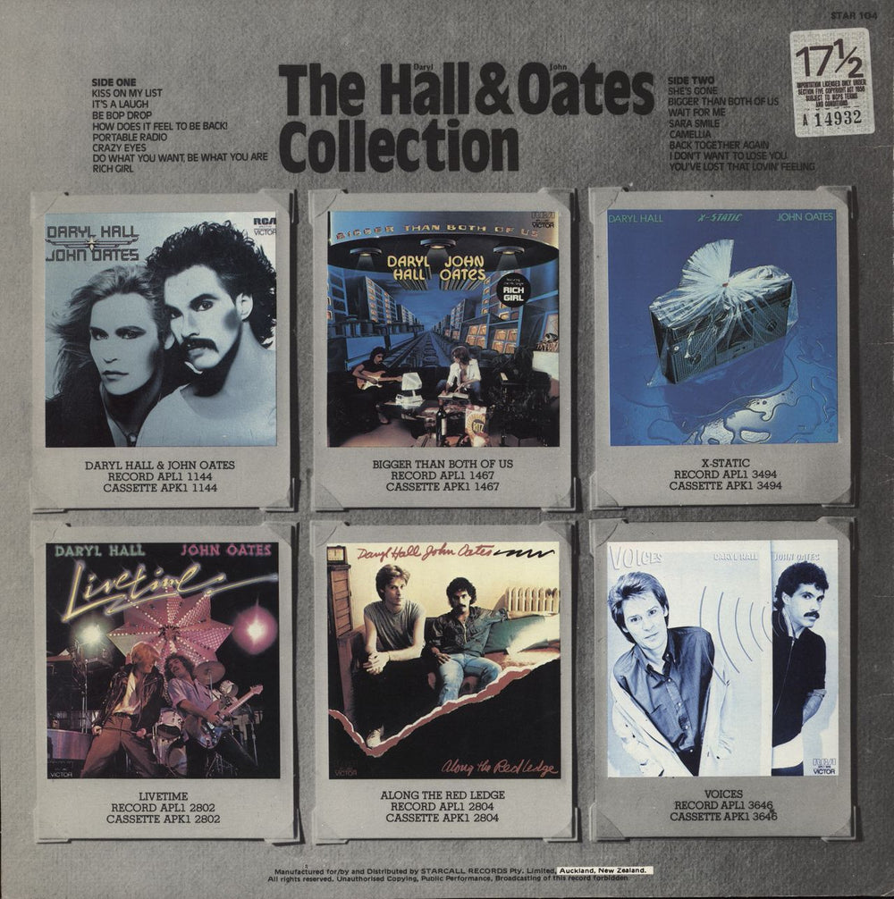 Hall & Oates The Hall & Oates Collection New Zealand vinyl LP album (LP record)