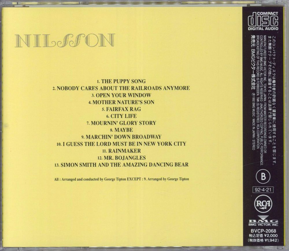 Harry Nilsson Harry Japanese CD album (CDLP)