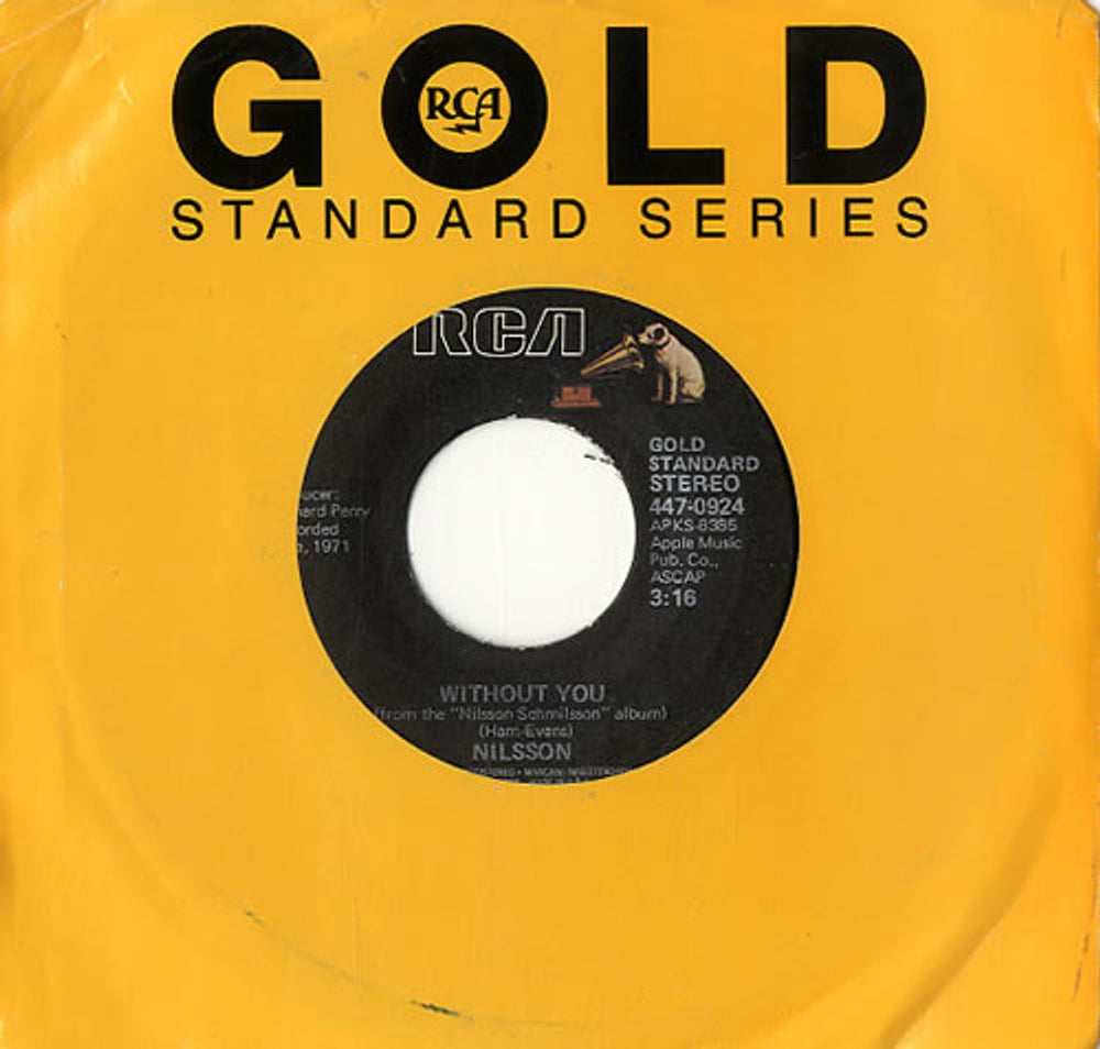 Harry Nilsson Without You US 7" vinyl single (7 inch record / 45) 447-0924