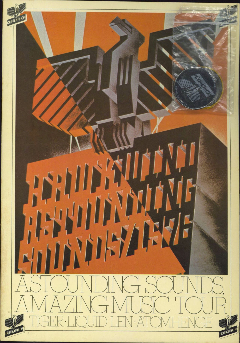 Hawkwind Astounding Sounds Amazing Music Tour + Badges UK tour programme TOUR PROGRAMME