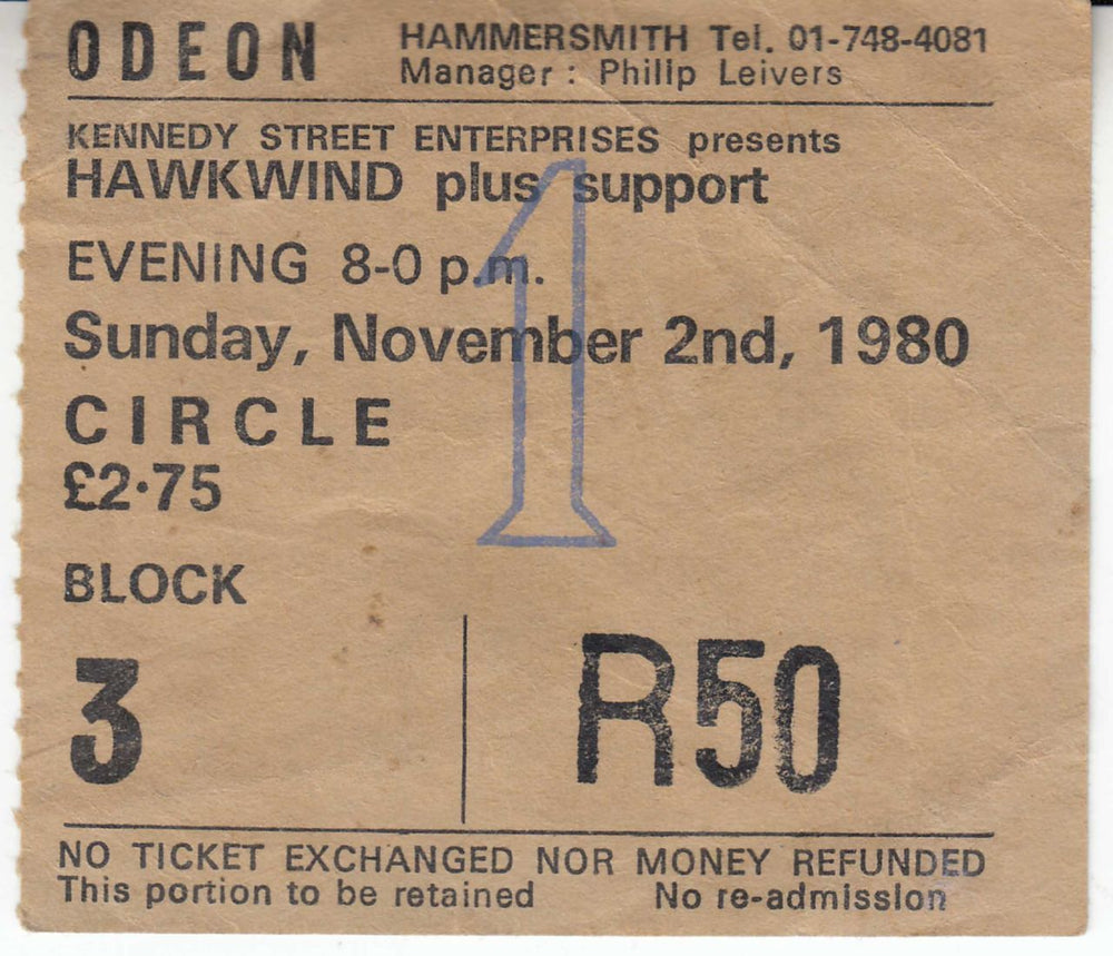 Hawkwind Levitation Tour 1980 + Ticket Stub UK tour programme HWKTRLE344642