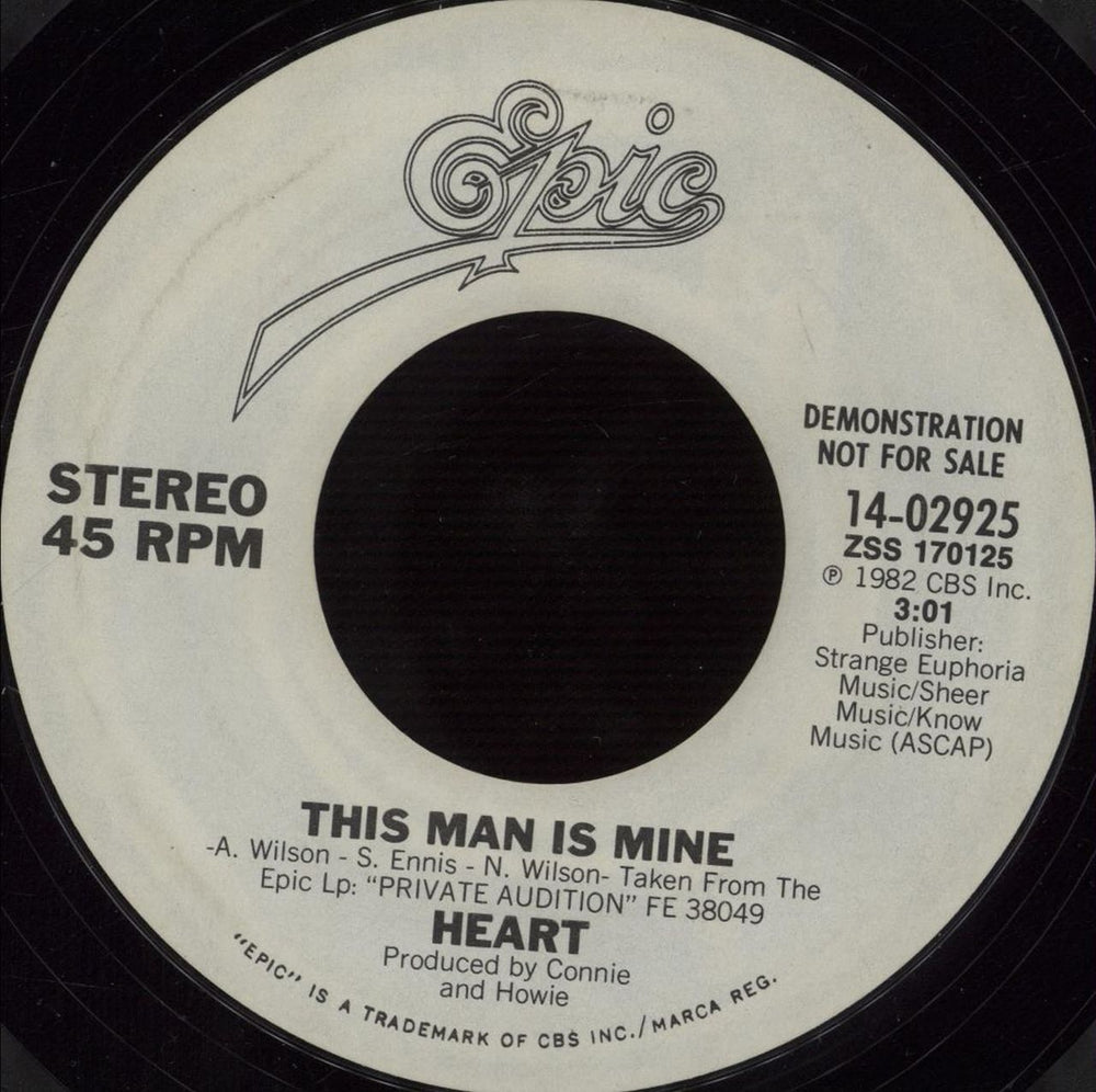 Heart This Man Is Mine US Promo 7" vinyl single (7 inch record / 45) 14-02925