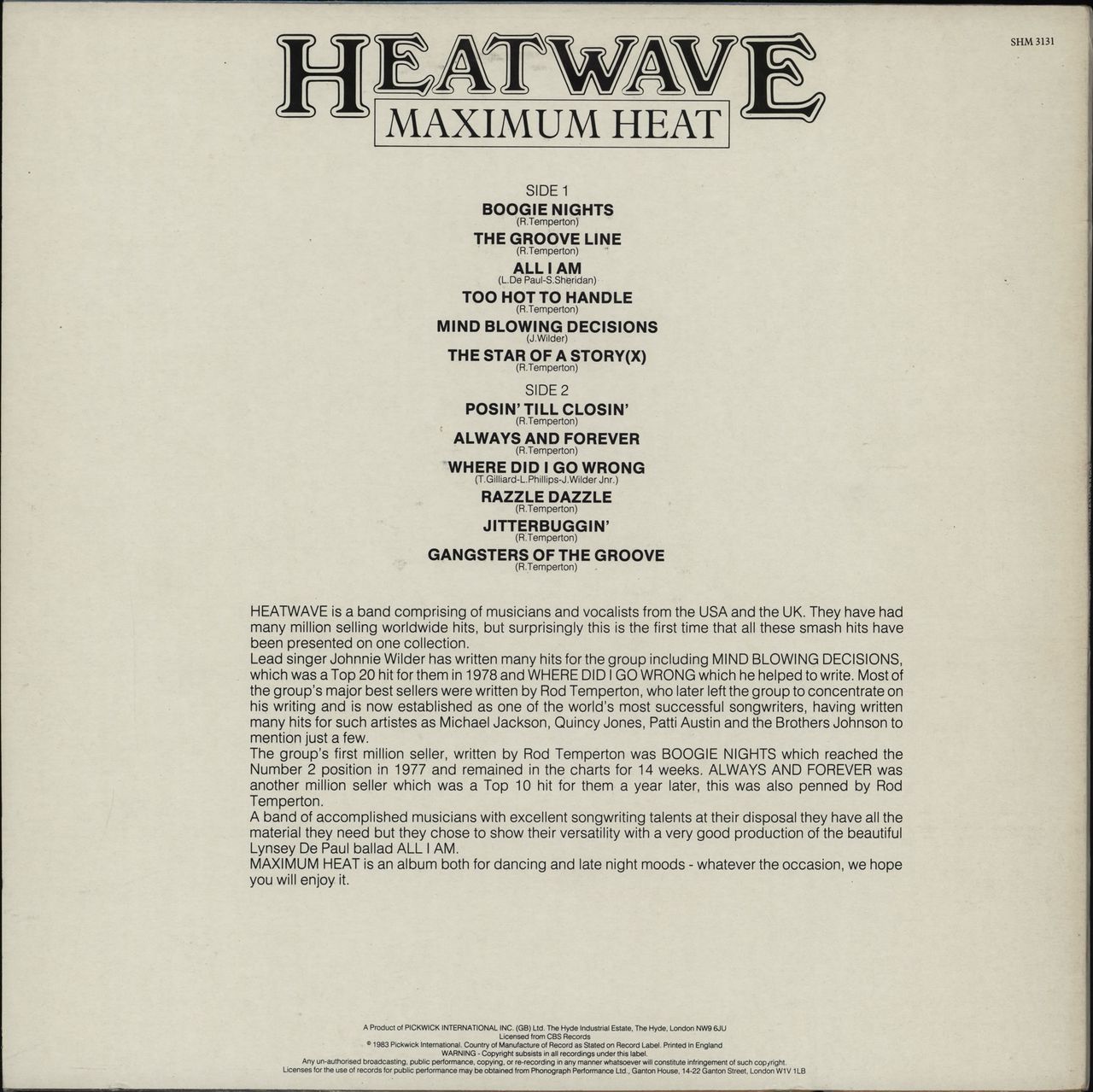 Heatwave Maximum Heat UK Vinyl LP — RareVinyl.com