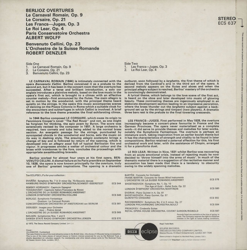 Hector Berlioz Berlioz Overtures UK vinyl LP album (LP record)