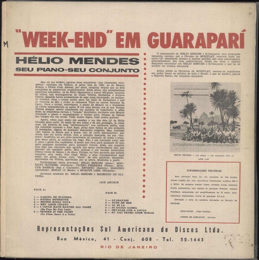 Hélio Mendes "Week-End" Em Guarapari Brazilian vinyl LP album (LP record)