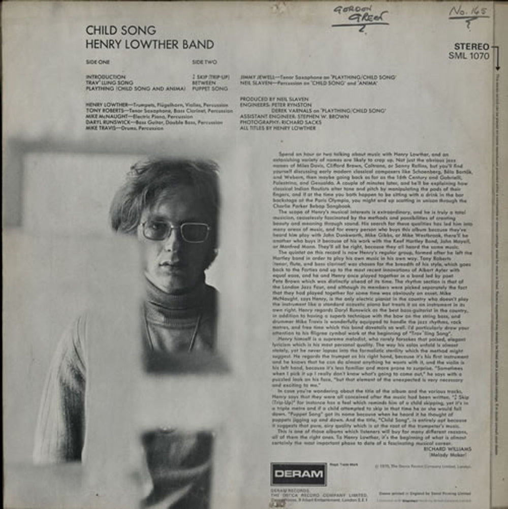 Henry Lowther Child Song UK vinyl LP album (LP record) HS9LPCH565287