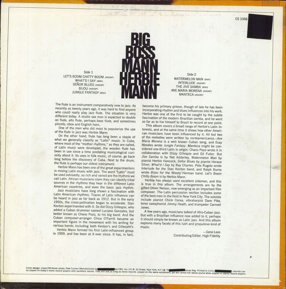 Herbie Mann Big Boss Mann US vinyl LP album (LP record)