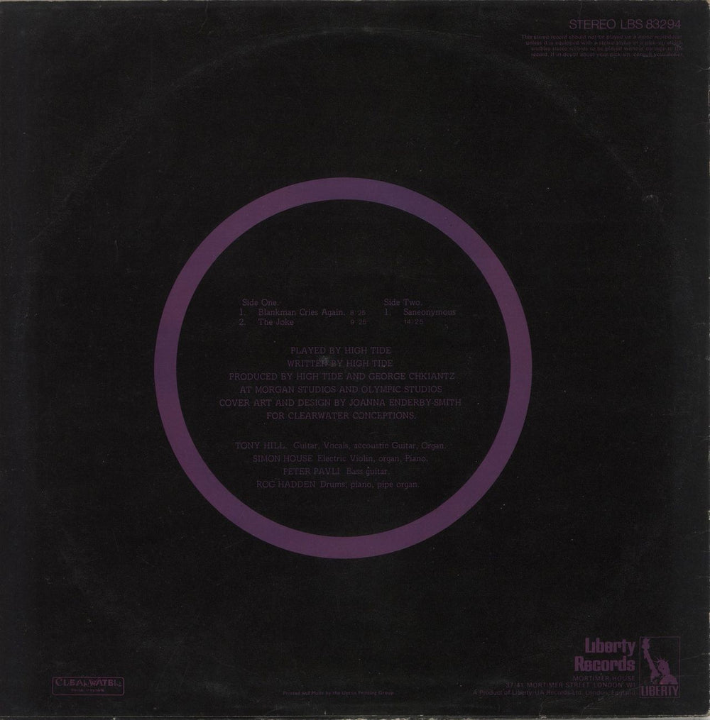 High Tide High Tide UK vinyl LP album (LP record)