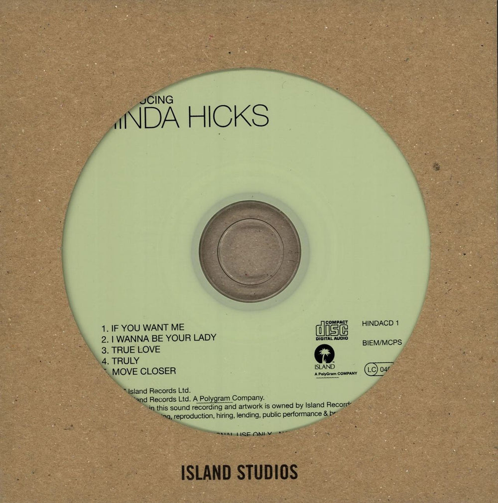 Hinda Hicks Introducing... UK Promo CD album (CDLP) HINDACD1