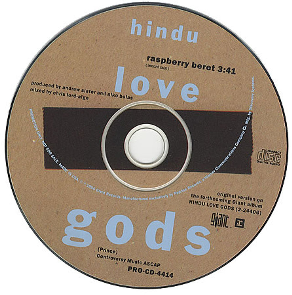 Hindu Love Gods Raspberry Beret US Promo CD single (CD5 / 5") PRO-CD-4414