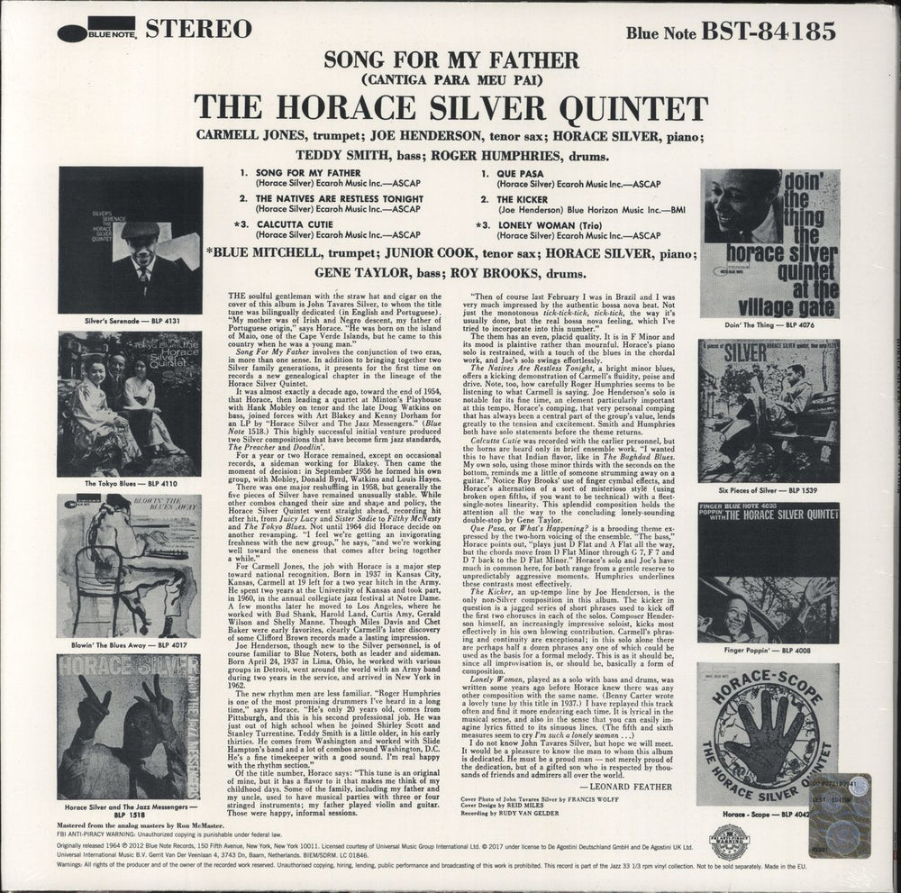 Horace Silver Song For My Father - 180gm Vinyl - Sealed + Booklet UK vinyl LP album (LP record)