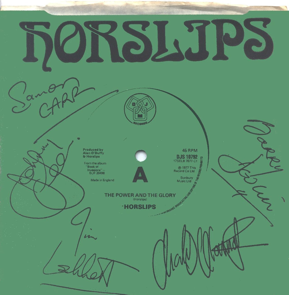 Horslips The Power And The Glory - Green Vinyl UK 7" vinyl single (7 inch record / 45) DJS10792
