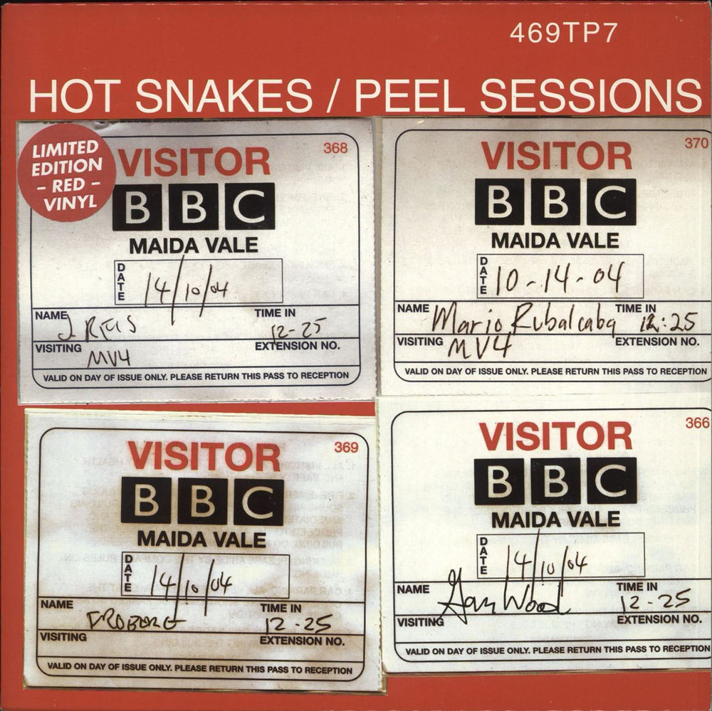 Hot Snakes Peel Session EP - Red Vinyl UK 7" vinyl single (7 inch record / 45) 469TP7