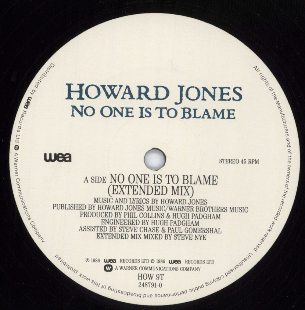 Howard Jones No One Is To Blame - EX UK 12" vinyl single (12 inch record / Maxi-single) HOW12NO20227