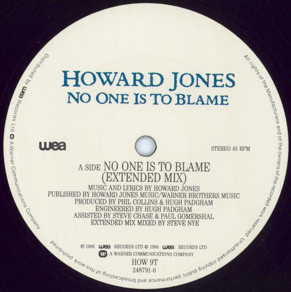 Howard Jones No One Is To Blame UK 12" vinyl single (12 inch record / Maxi-single) HOW12NO800307