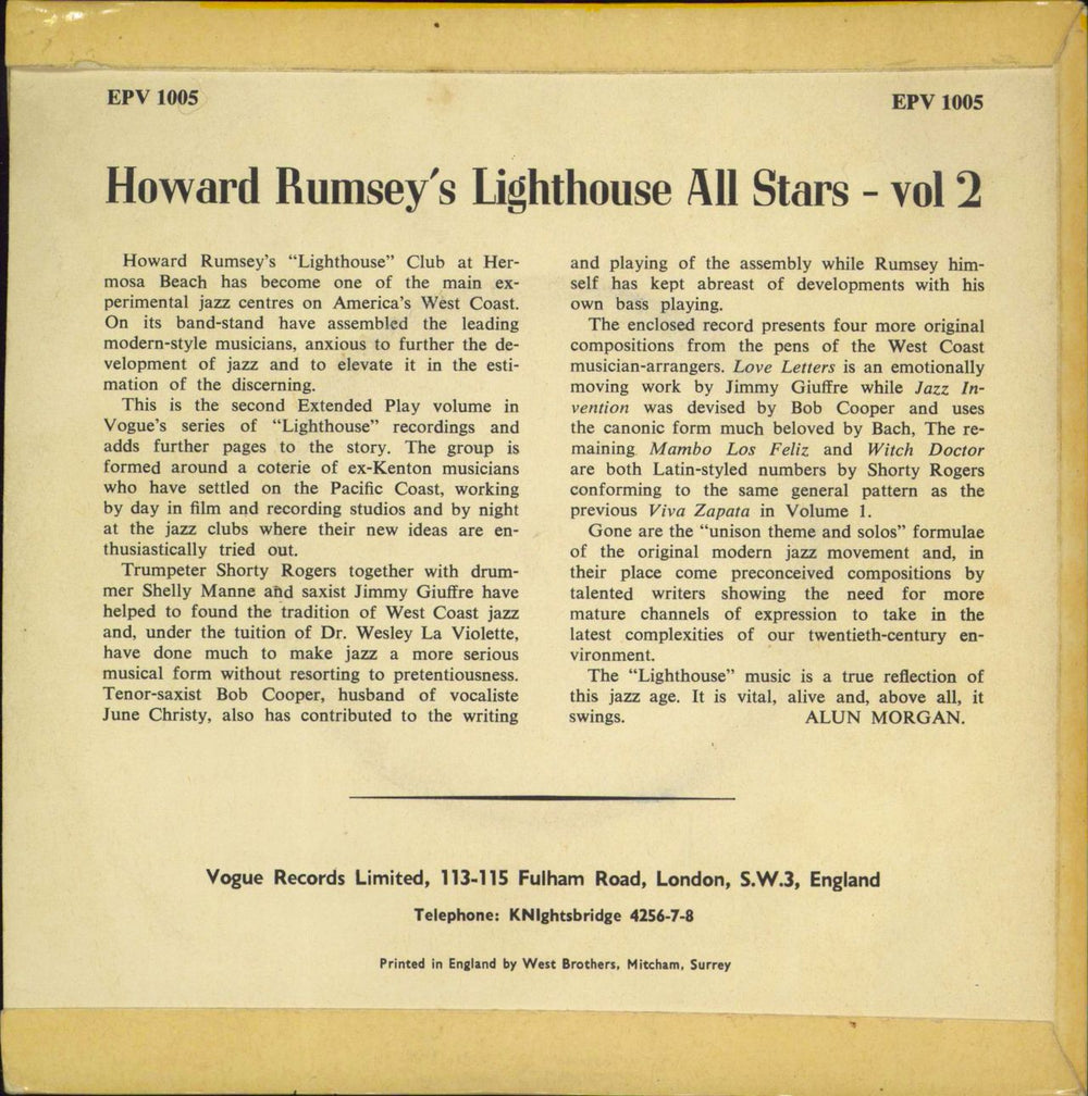 Howard Rumsey Vol. 2 UK 7" vinyl single (7 inch record / 45)