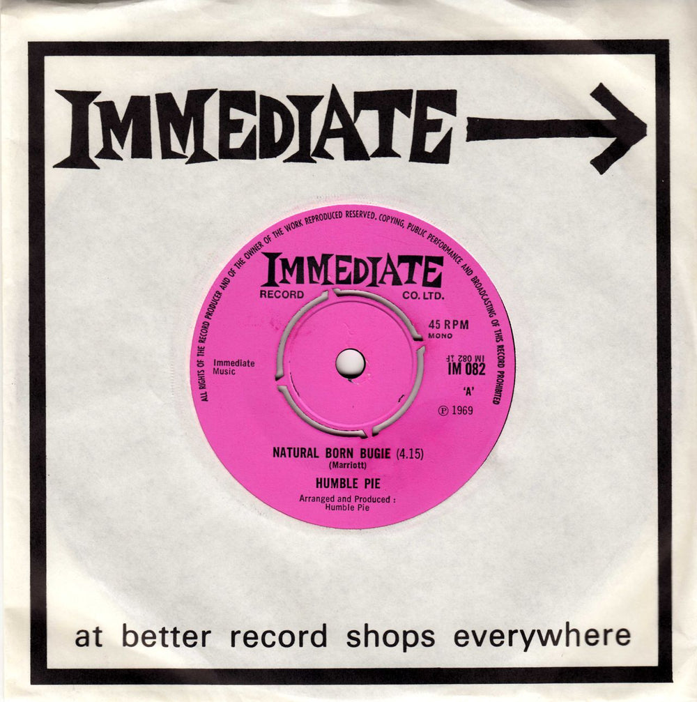 Humble Pie Natural Born Bugie - 4pr UK 7" vinyl single (7 inch record / 45) IM082