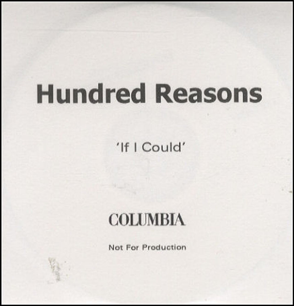 Hundred Reasons If I Could UK Promo CD-R acetate CD-R ACETATE