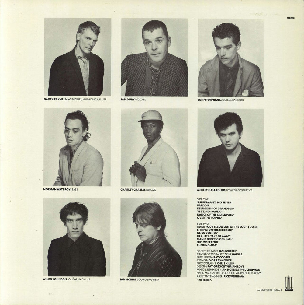 Ian Dury Laughter + Norman Watt Roy & Charley Charles inner UK vinyl LP album (LP record)