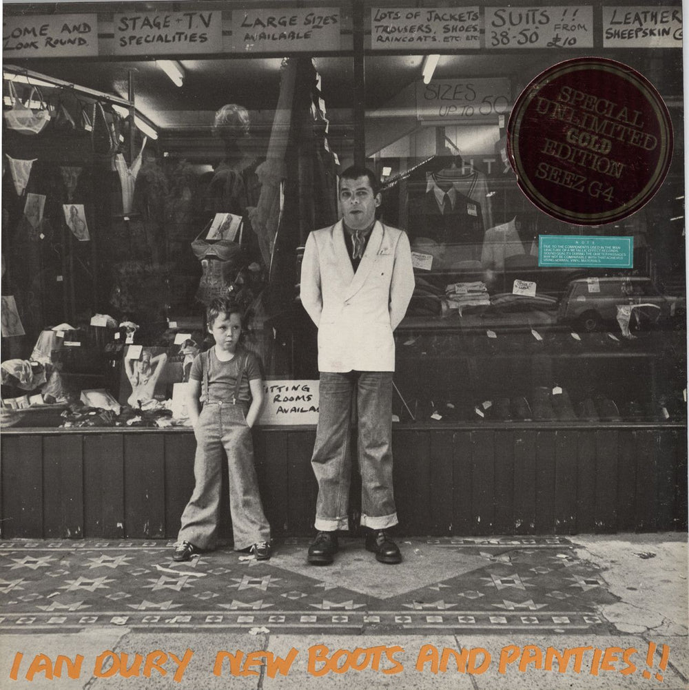 Ian Dury New Boots And Panties - Gold Vinyl + Inner UK vinyl LP album (LP record) SEEZG4