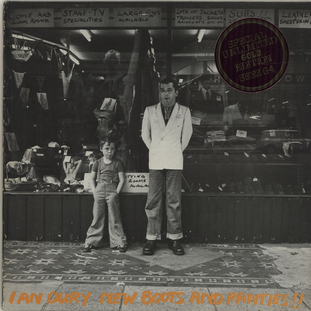 Ian Dury New Boots And Panties - Gold Vinyl UK vinyl LP album (LP record) SEEZG4