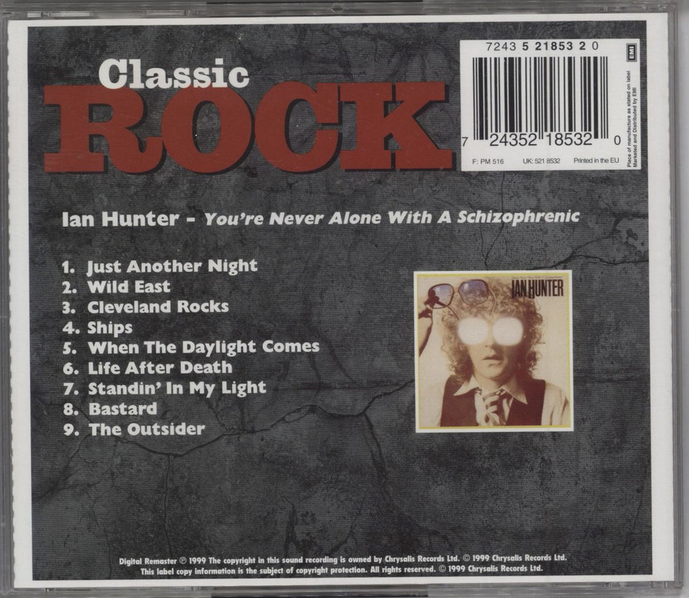 Ian Hunter You're Never Alone With A Schizophrenic UK CD album (CDLP) IHUCDYO789012