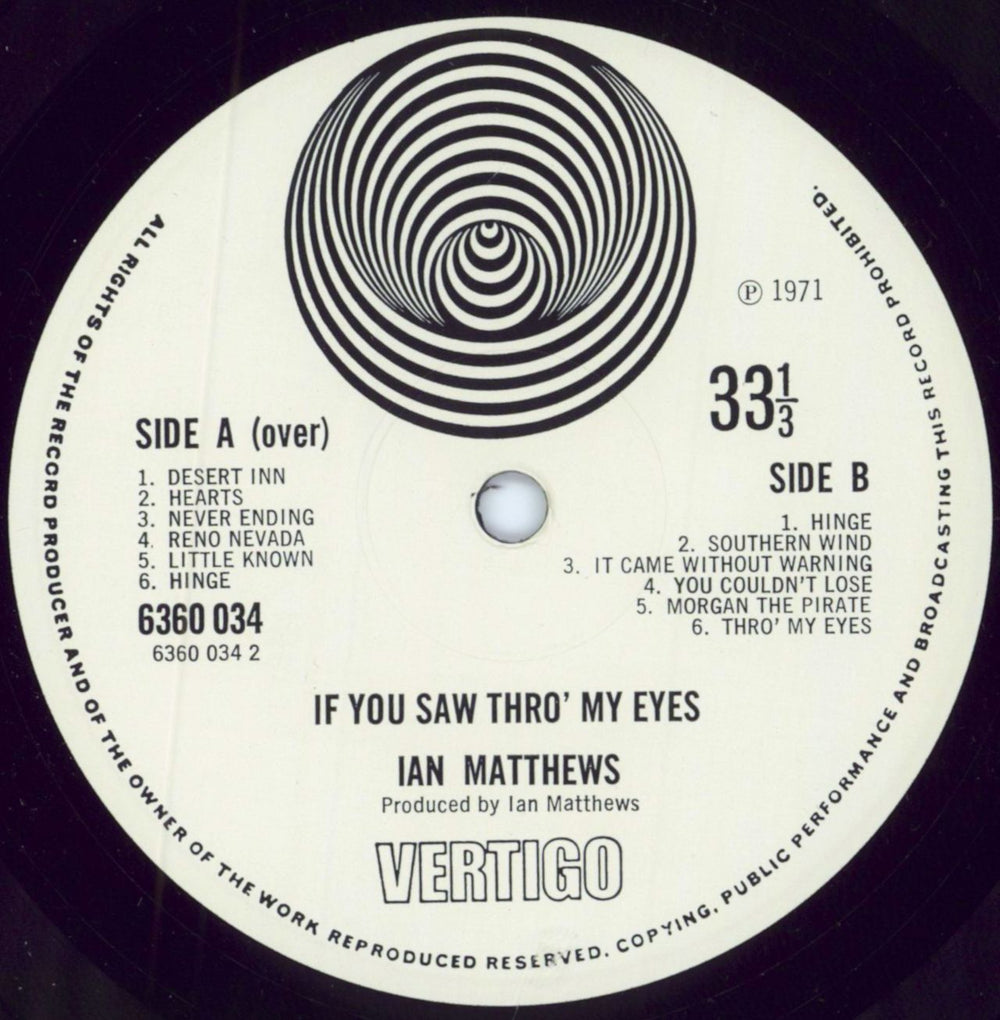 Ian Matthews If You Saw Thro' My Eyes - 1st- EX UK Vinyl LP ...