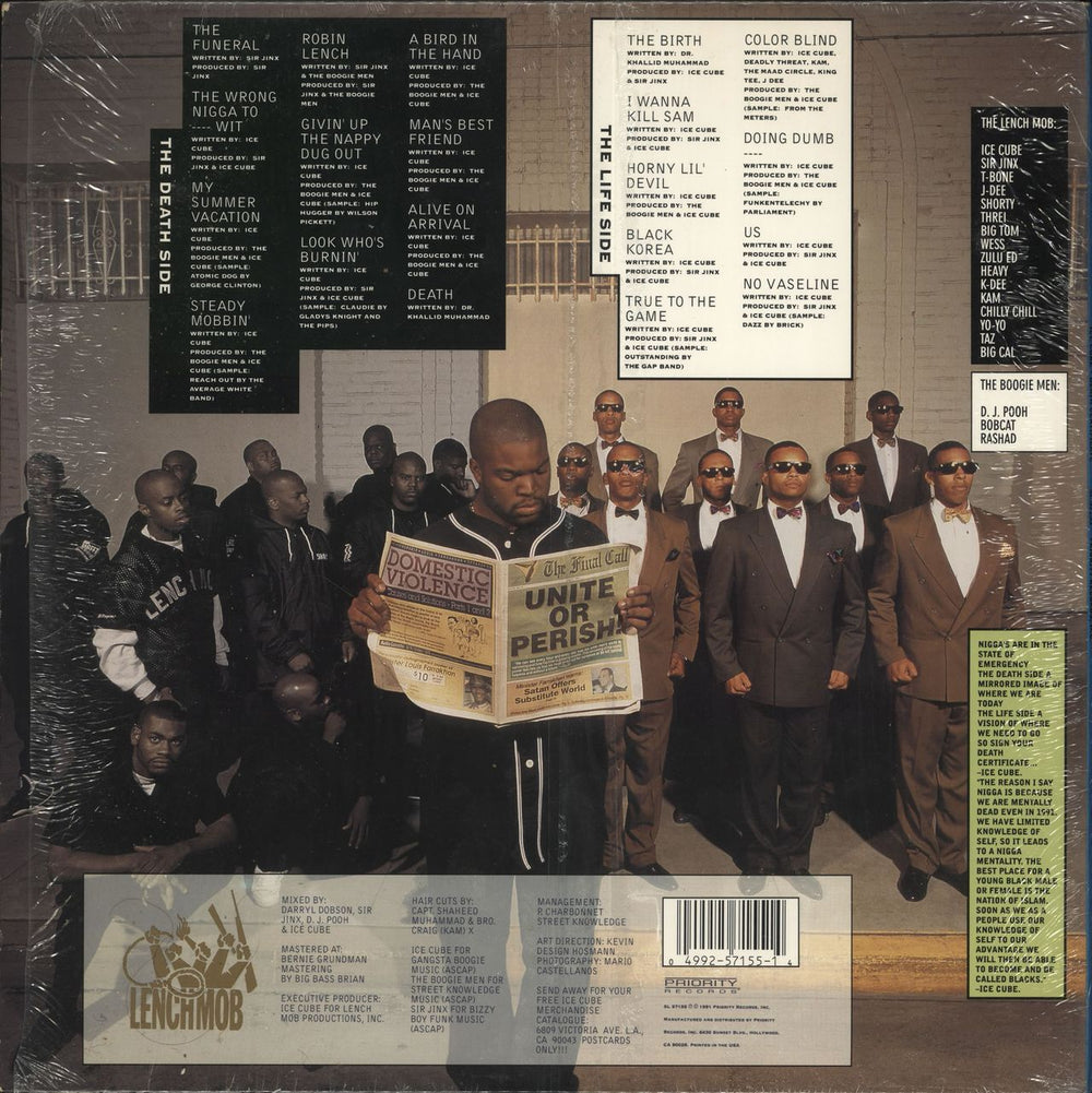 Ice Cube Death Certificate - 1st - shrink US vinyl LP album (LP record)