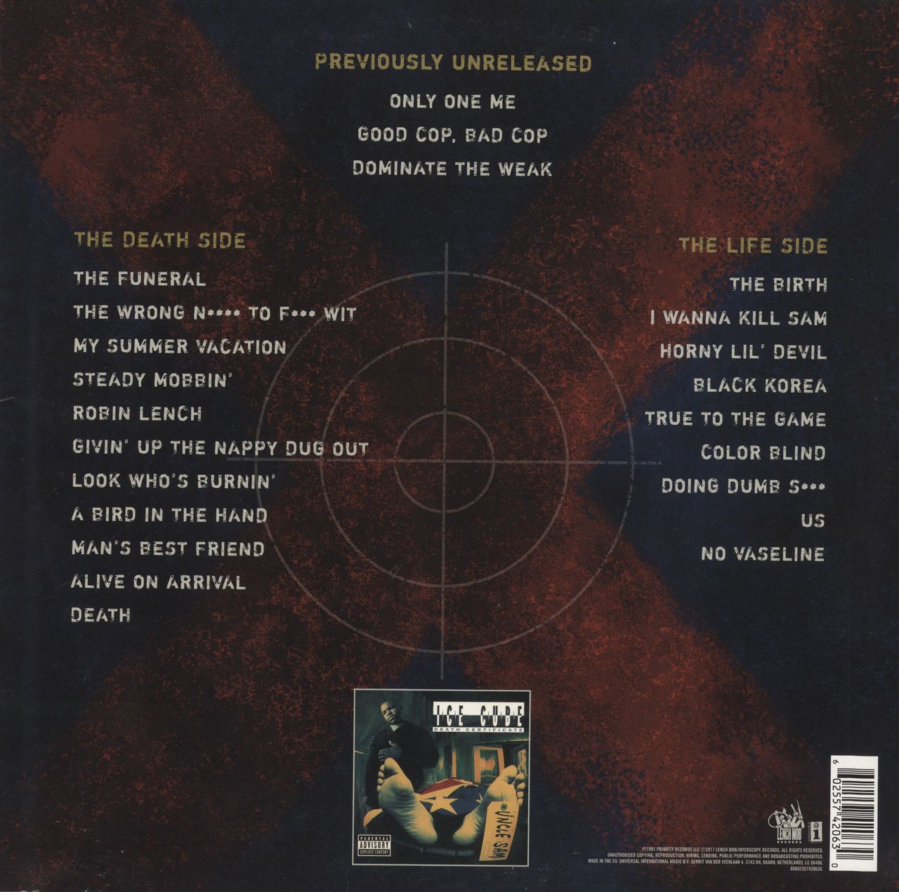 Ice Cube Death Certificate: 25th Anniversary UK 2-LP vinyl set