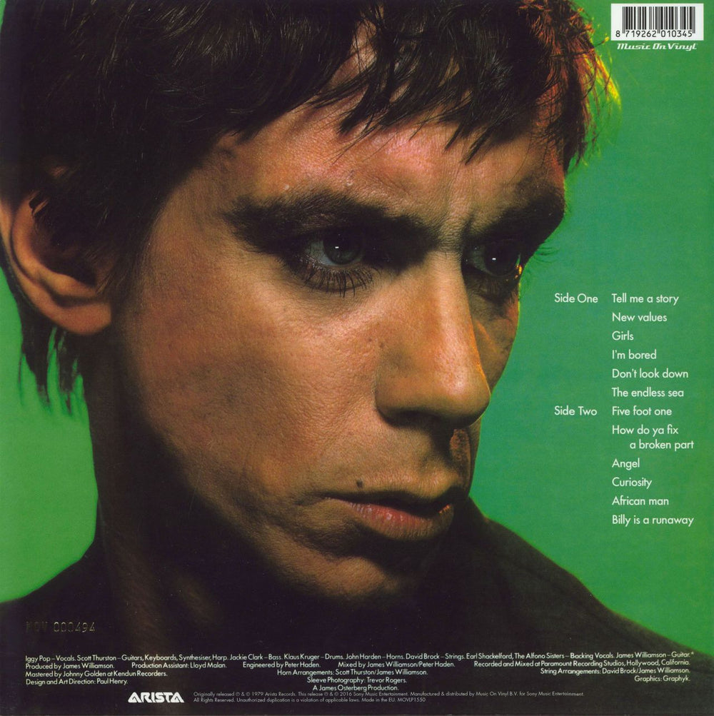 Iggy Pop New Values-reissue-Green. UK vinyl LP album (LP record) 8719262010345