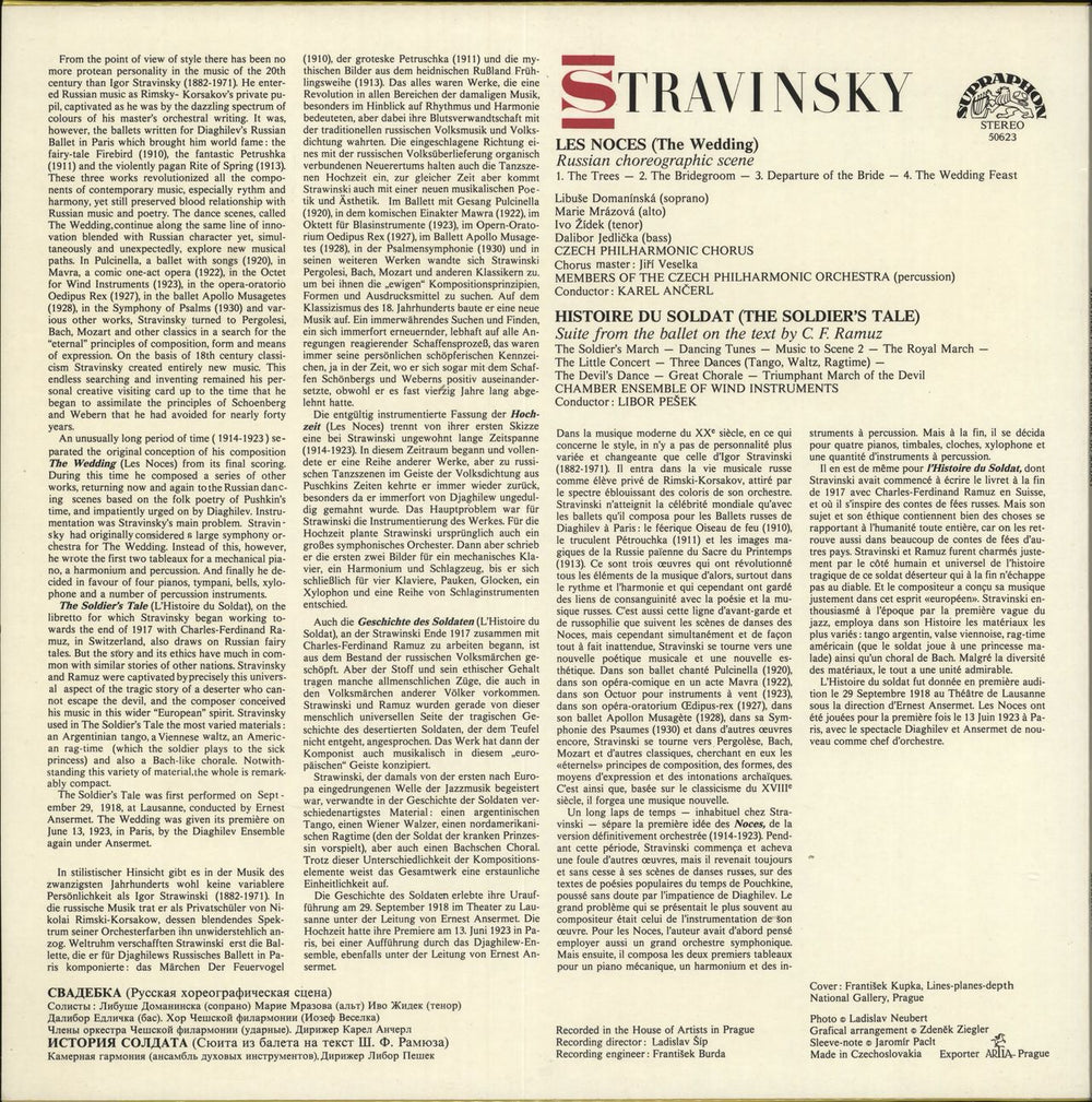 Igor Stravinsky Les Noces / Histoire Du Soldat Czech vinyl LP album (LP record)