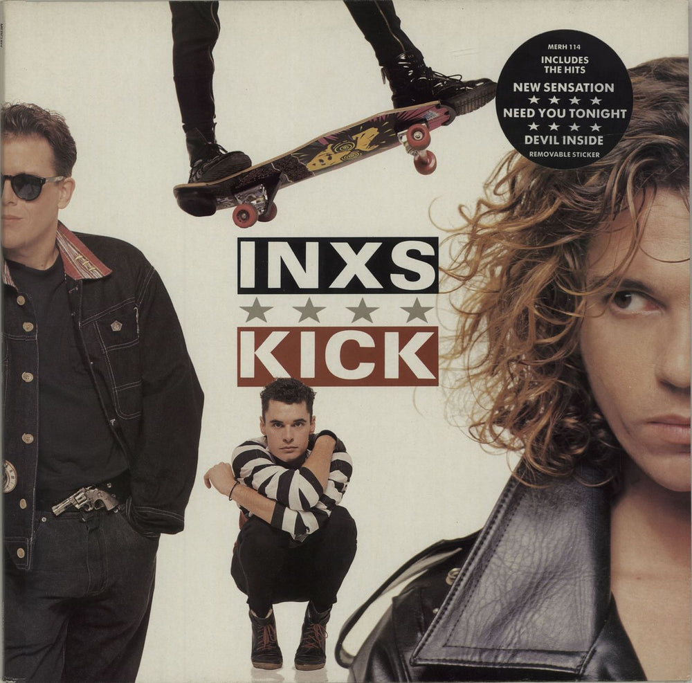 Inxs Kick - Black Hype Sticker + Insert UK vinyl LP album (LP record) MERH114