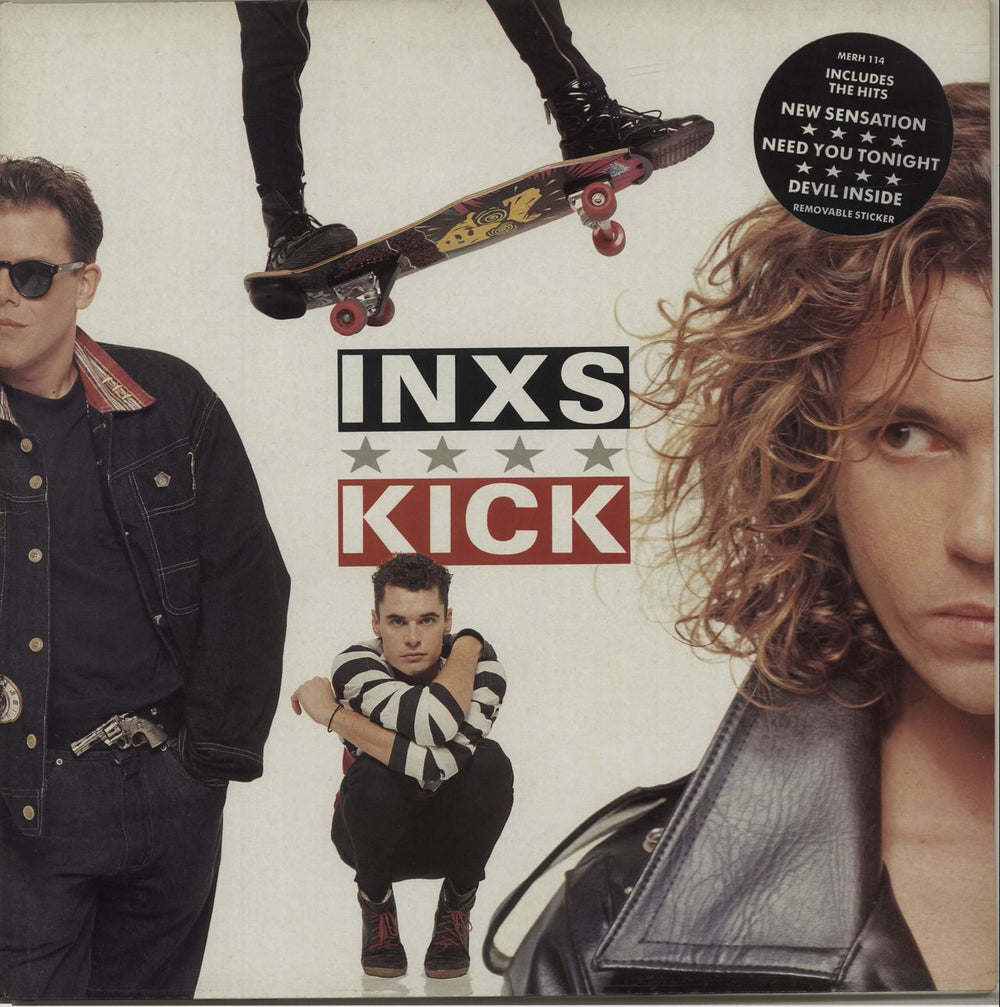 Inxs Kick - Song Hype Sticker UK vinyl LP album (LP record) MERH114