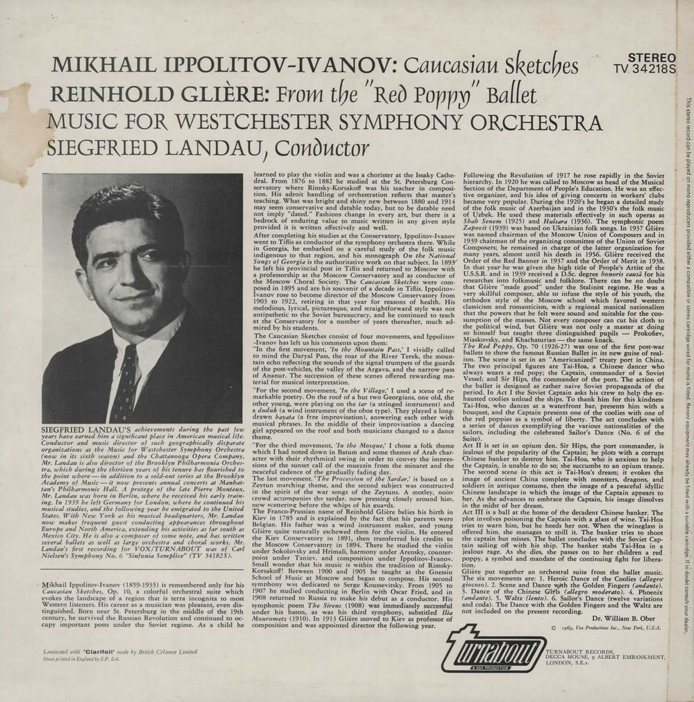 Ippolitov-Ivanov Caucasian Sketches / ...From The 'Red Poppy' Ballet UK vinyl LP album (LP record)