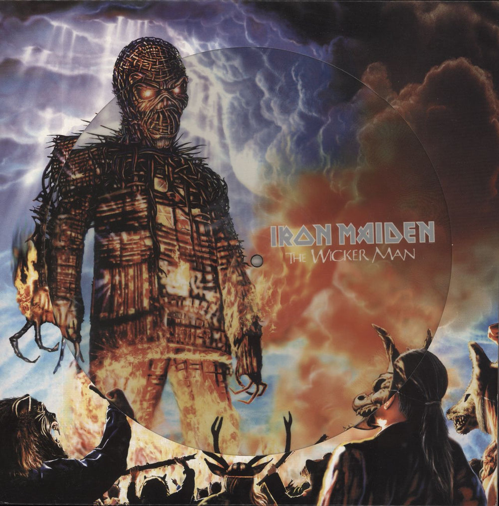 Iron Maiden The Wicker Man + Sleeve EX UK 12" vinyl picture disc (12 inch picture record) 12EM568