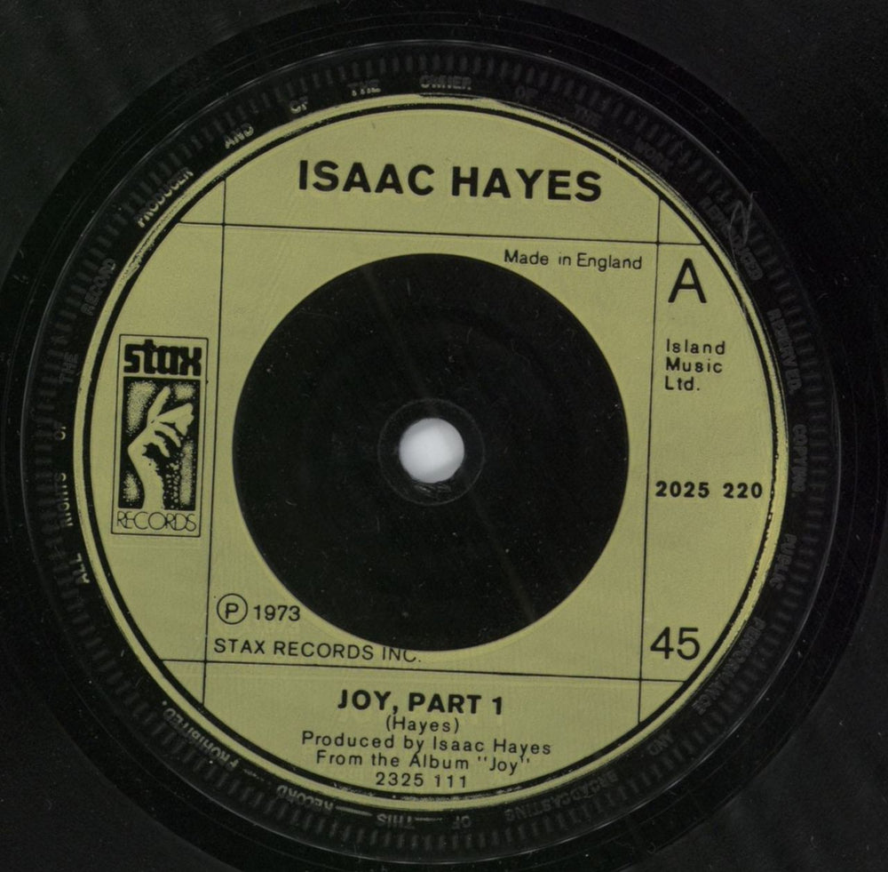 Isaac Hayes Joy Part 1 UK 7" vinyl single (7 inch record / 45) 2025220