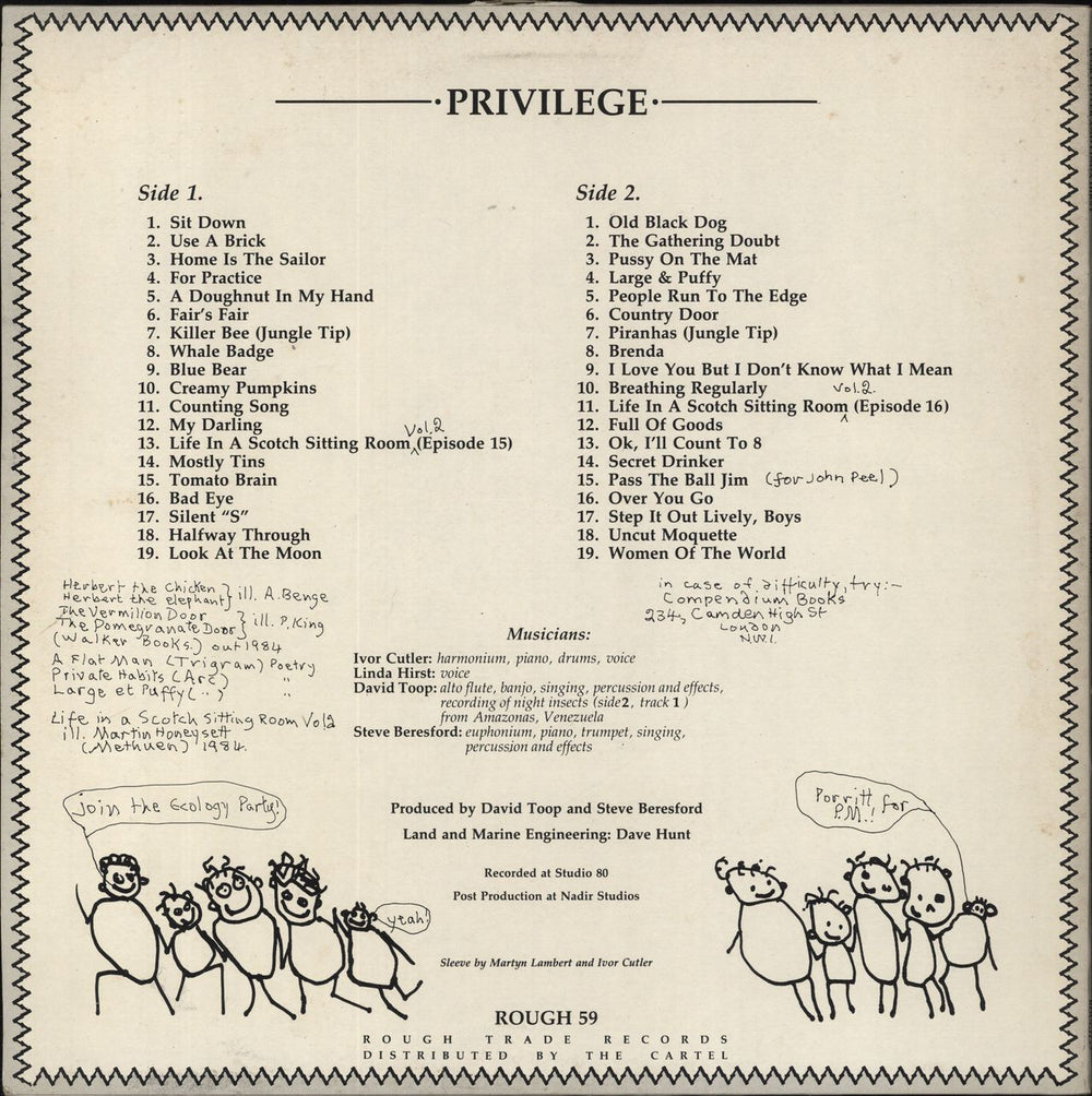 Ivor Cutler Privilege UK vinyl LP album (LP record)