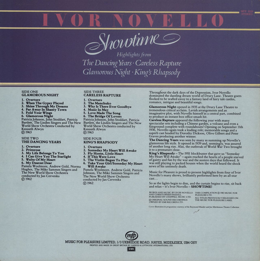 Ivor Novello Showtime UK 2-LP vinyl record set (Double LP Album)