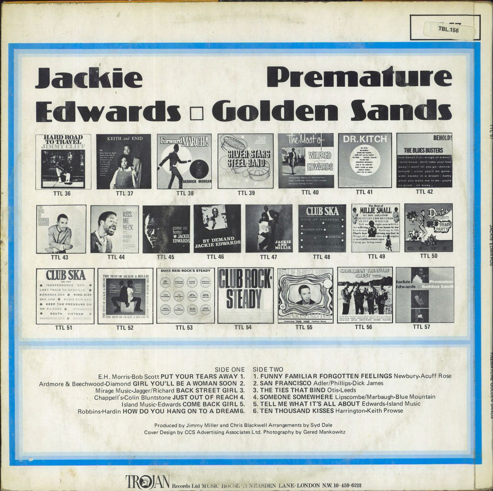 Jackie Edwards Premature Golden Sands UK vinyl LP album (LP record)