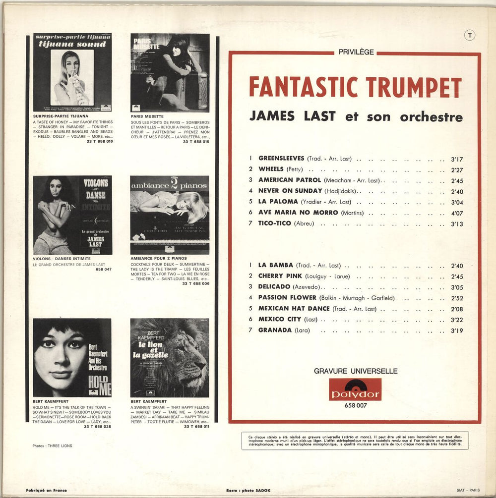 James Last Fantastic Trumpet French vinyl LP album (LP record)