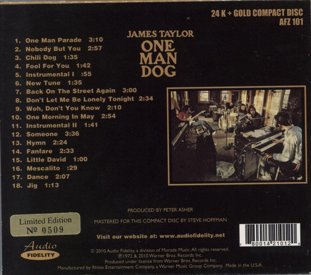 James Taylor One Man Dog US CD album (CDLP)