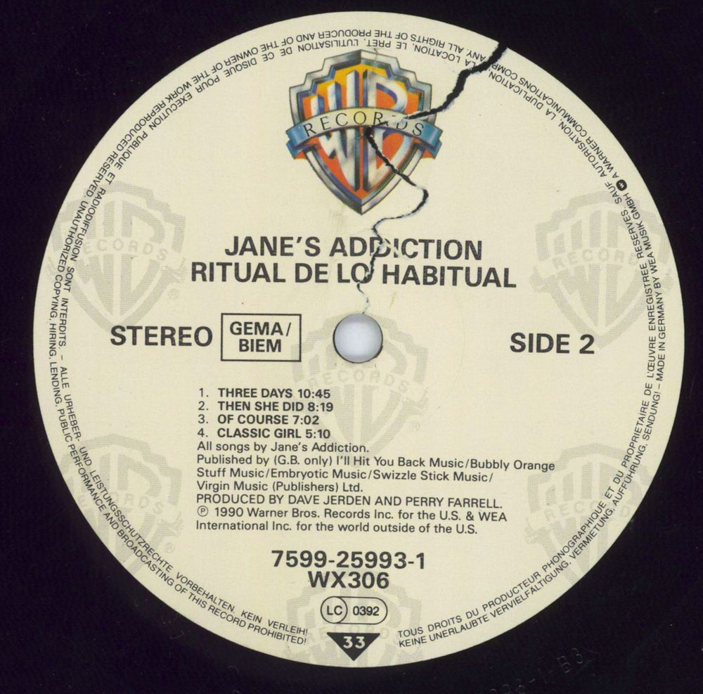 Janes Addiction Ritual De Lo Habitual - Shrink German vinyl LP album (LP record)