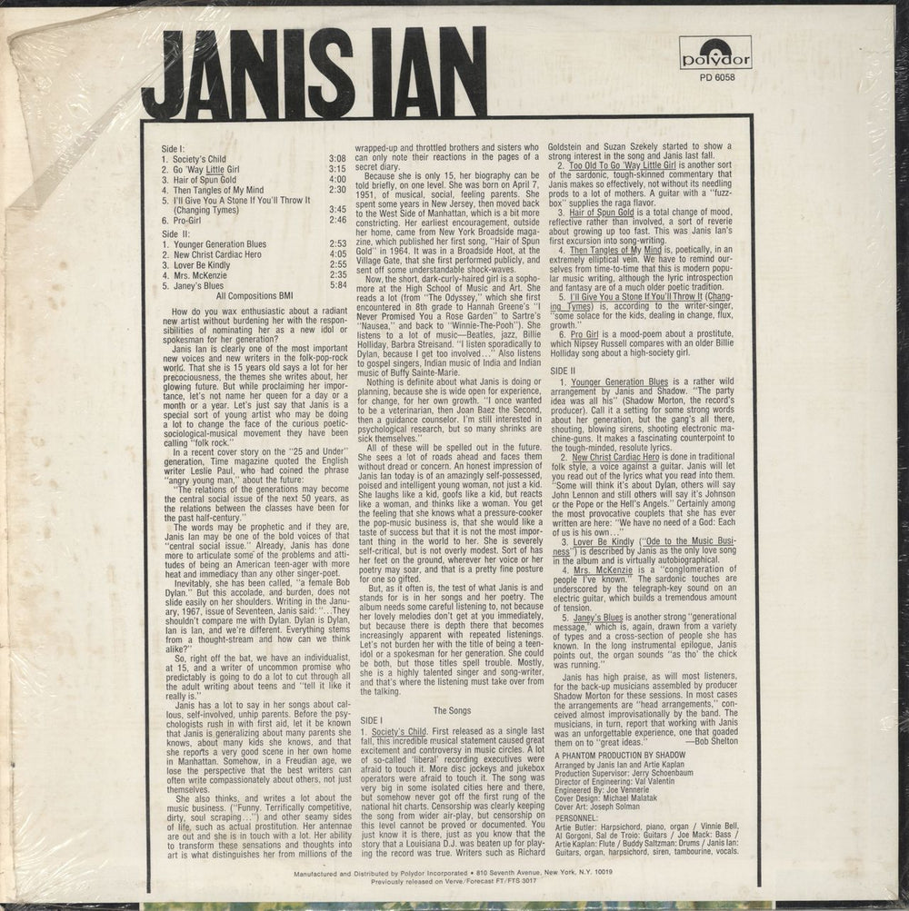 Janis Ian Janis Ian - Shrink US vinyl LP album (LP record)