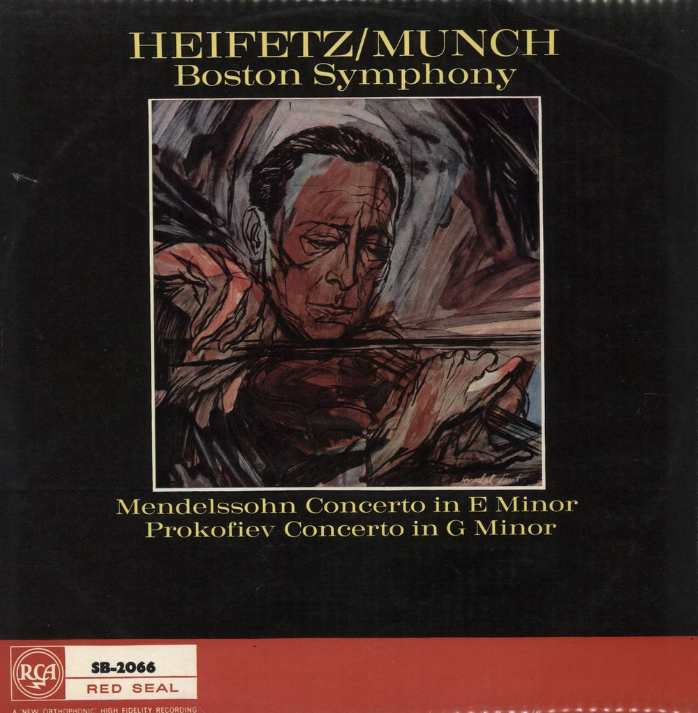 Jascha Heifetz Mendelssohn Concerto/ Prokofiev Concerto - Red Seal Sleeve UK vinyl LP album (LP record) SB-2066