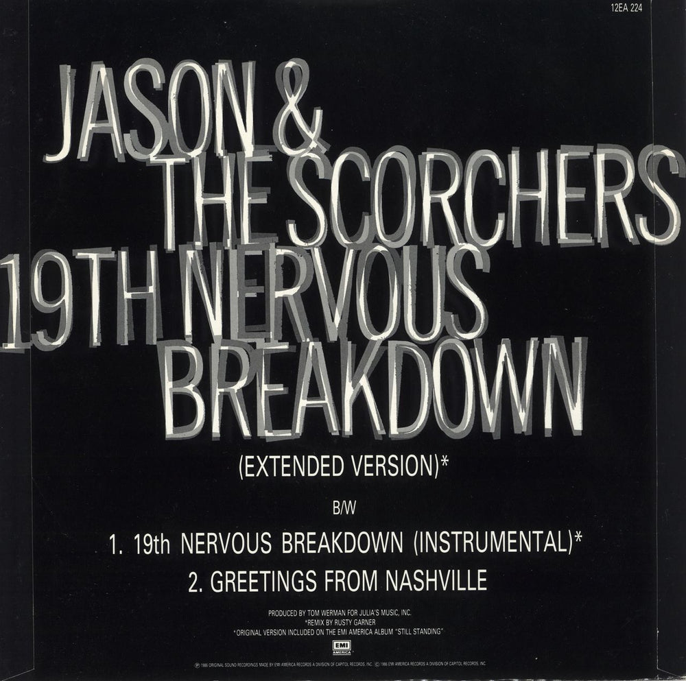 Jason & The Scorchers 19th Nervous Breakdown UK 12" vinyl single (12 inch record / Maxi-single)